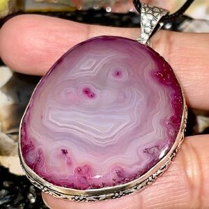 Pink Botswana Agate Pendant 2 1/4”